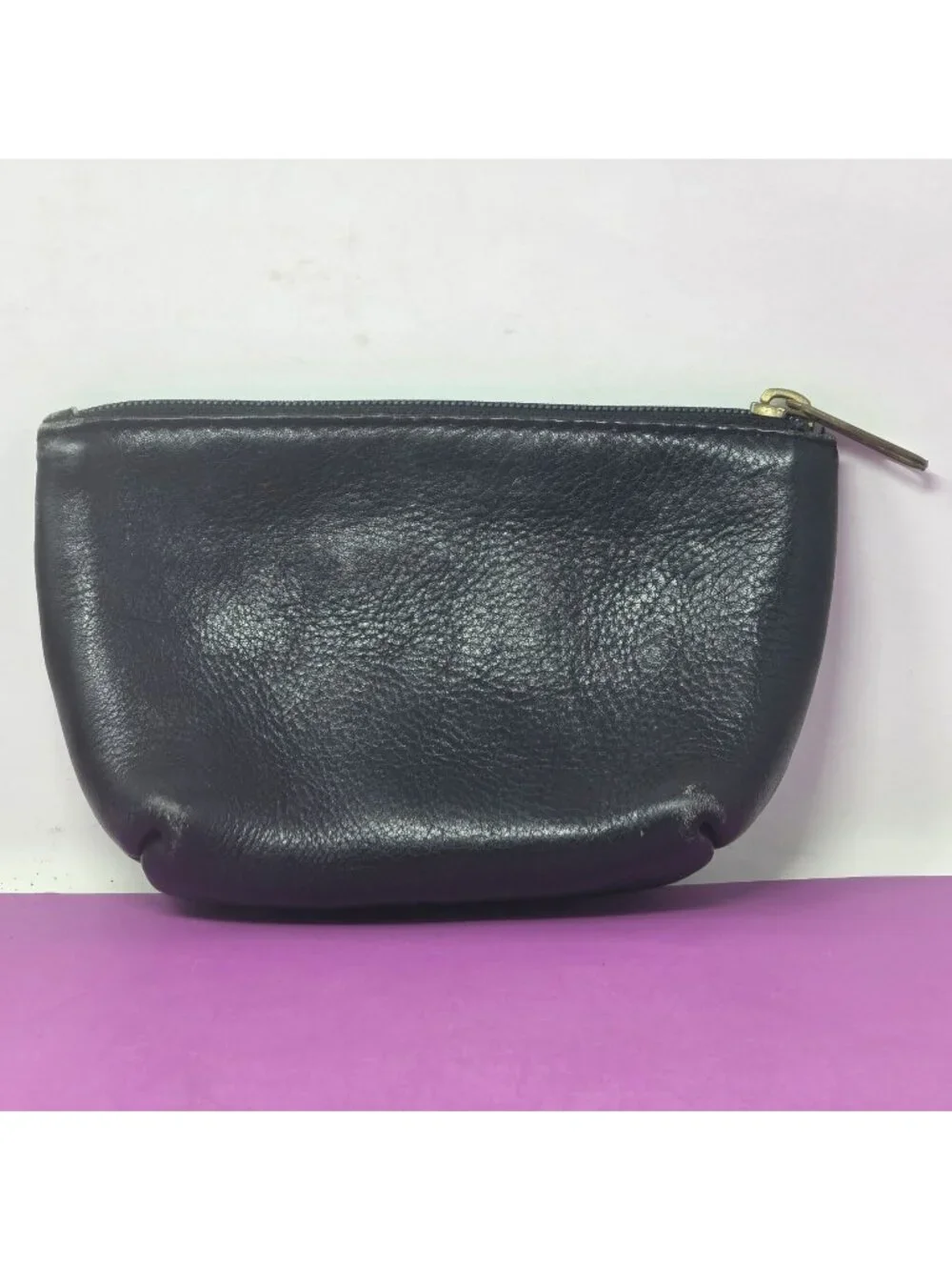 Vintage Hobo International Black Leather Zippered‎ Pouch Made In Colombia